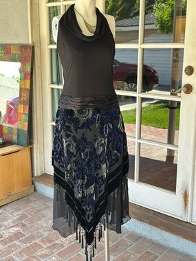 Mary L Couture Embellished Formal Ashym Gown Mermaid Floral silk/velvet Prom  6